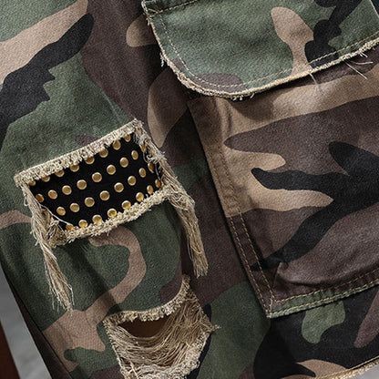 📢📢30% OFF !! ⏰Men's Studded Camo Cargo Shorts