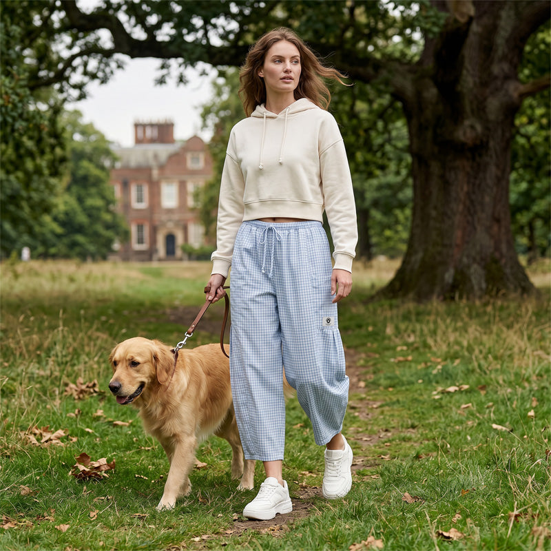 Summer Loose Fit Gingham Pants for Women
