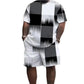 😎Modern Abstract Set ✨Men's Abstract Print T-Shirt & Shorts Set