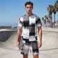 😎Modern Abstract Set ✨Men's Abstract Print T-Shirt & Shorts Set