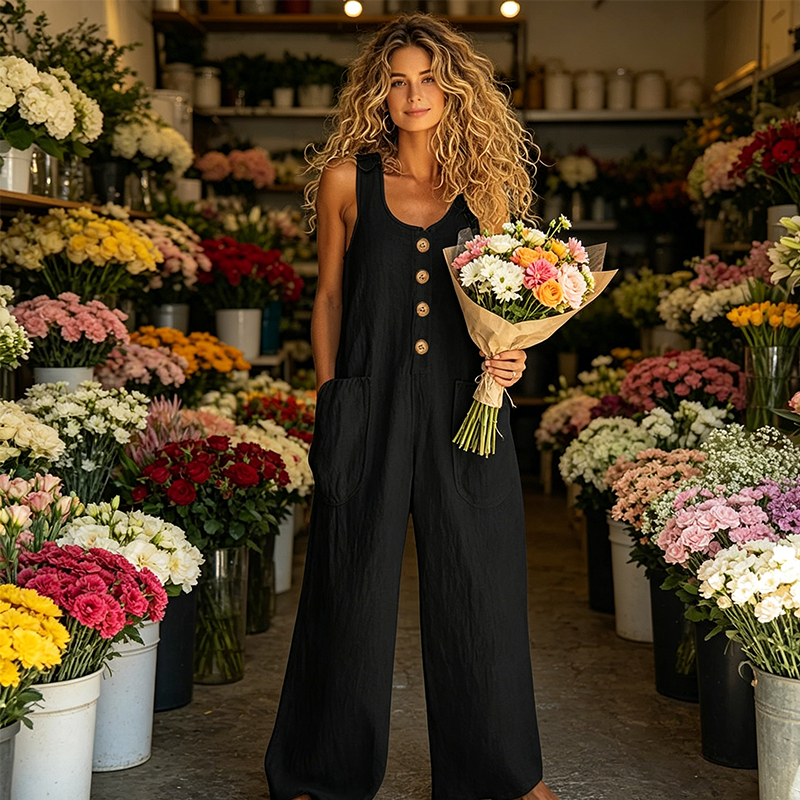 🌿Women's Sleeveless Wide-Leg Jumpsuit with Pockets– Chic, Comfy & Effortless