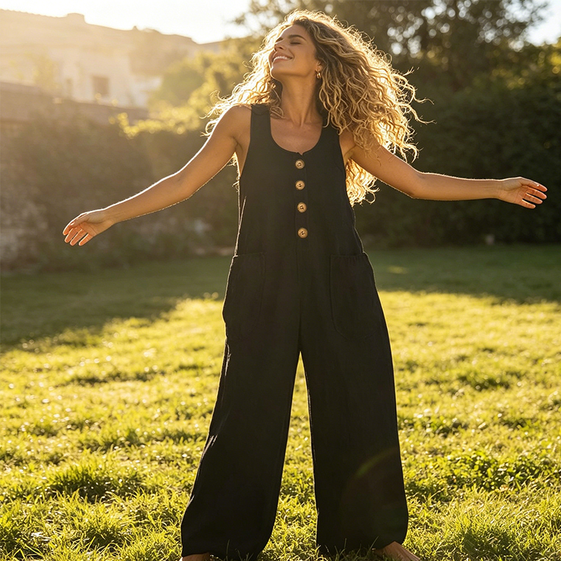 🌿Women's Sleeveless Wide-Leg Jumpsuit with Pockets– Chic, Comfy & Effortless