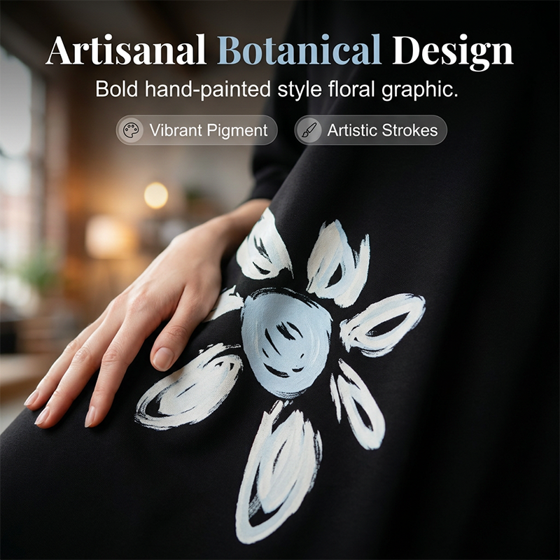 Women's Floral Print Fake Two-Piece Sweatshirt Dress