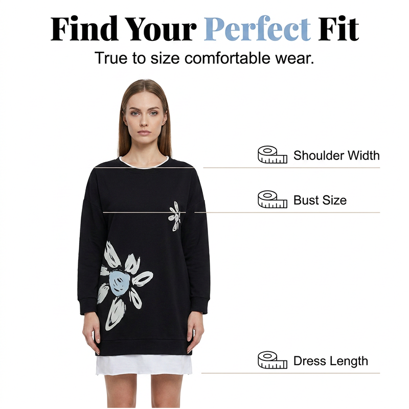 Women's Floral Print Fake Two-Piece Sweatshirt Dress