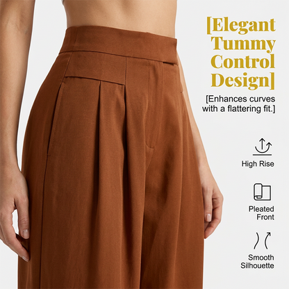 Women's High-Waist Pleated Wide-Leg Culottes