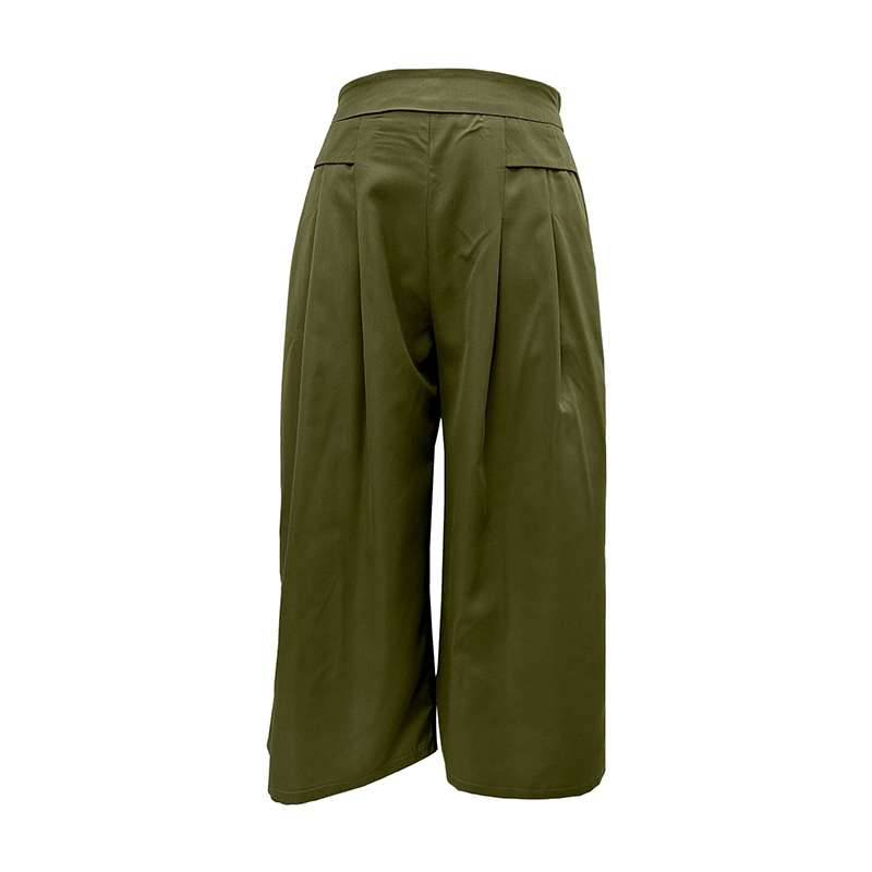 Women's High-Waist Pleated Wide-Leg Culottes