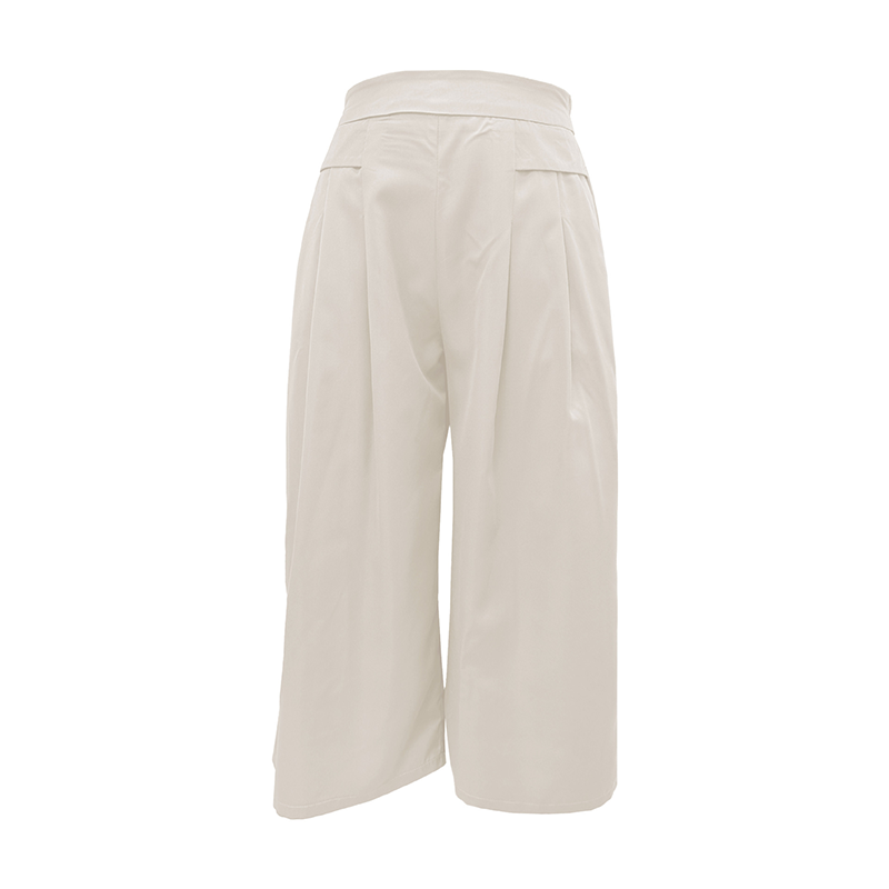 Women's High-Waist Pleated Wide-Leg Culottes