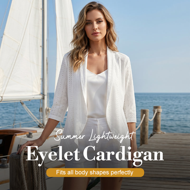 🌸 LIMITED-TIME 50% OFF! ✨ Women's Summer Lightweight Eyelet Cardigan – Breathable, Open, Stylish Cover-Up 🌊