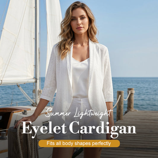 🌸 LIMITED-TIME 50% OFF! ✨ Women's Summer Lightweight Eyelet Cardigan – Breathable, Open, Stylish Cover-Up 🌊