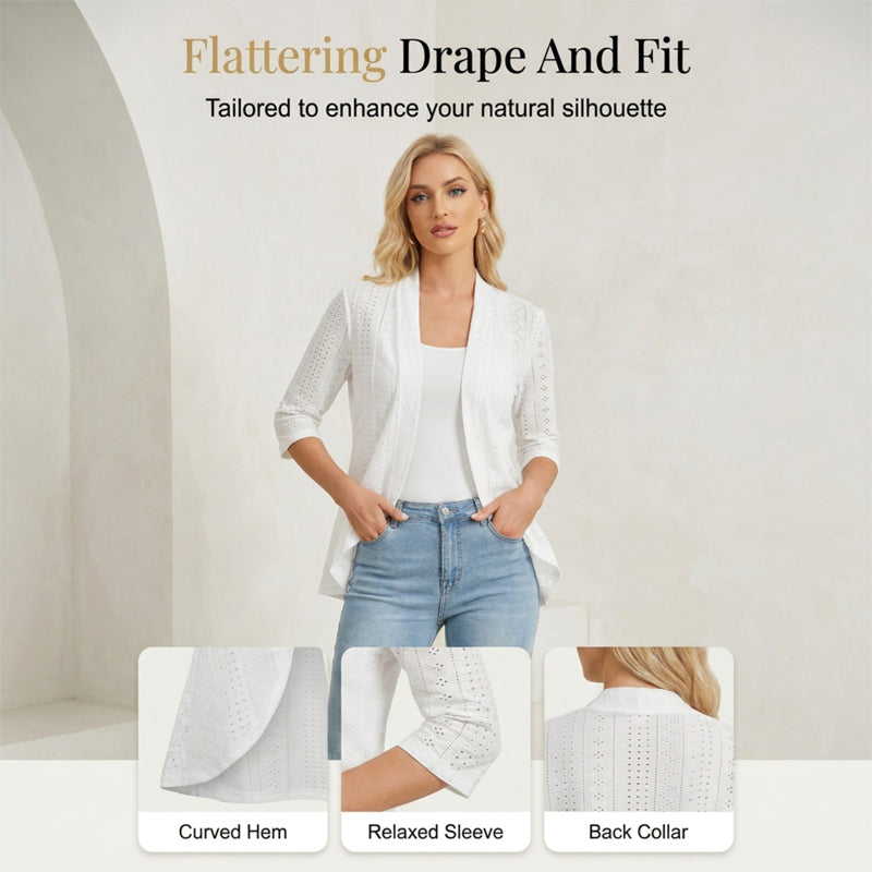 🌸 LIMITED-TIME 50% OFF! ✨ Women's Summer Lightweight Eyelet Cardigan – Breathable, Open, Stylish Cover-Up 🌊