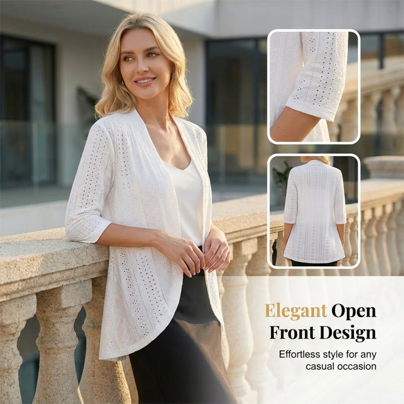 🌸 LIMITED-TIME 50% OFF! ✨ Women's Summer Lightweight Eyelet Cardigan – Breathable, Open, Stylish Cover-Up 🌊