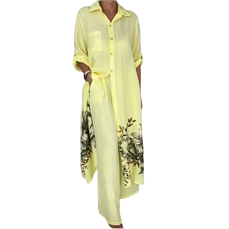 Artistic Floral Print Button-Down Set