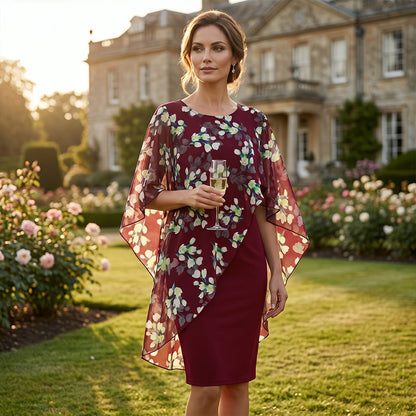 🎁2026 New Arrivals 50% OFF💥Women's Elegant Floral Print Overlay & Dress Set👗