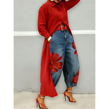 Women's Long Sleeve Button-Down Maxi Shirt Dress