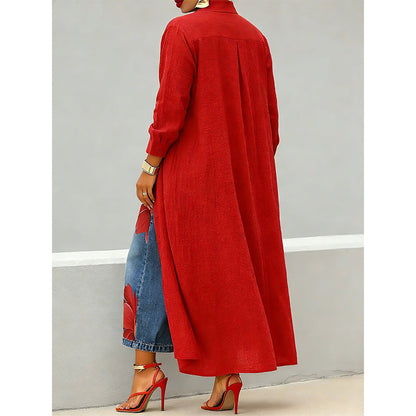 Women's Long Sleeve Button-Down Maxi Shirt Dress