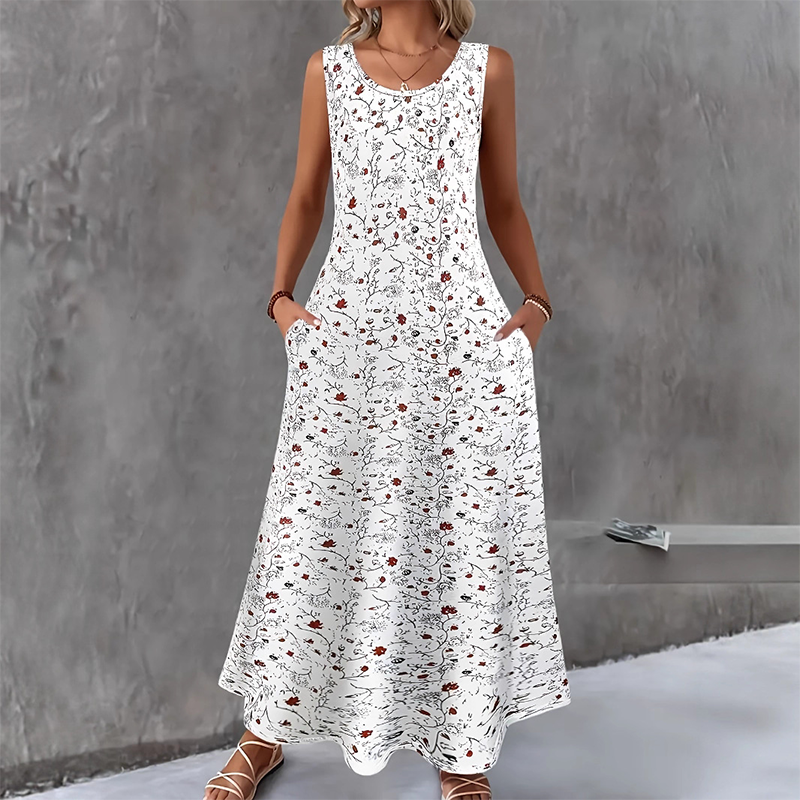 🔥LIMITED TIME 50% OFF!🔥  👗 Women's sleeveless floral maxi dress — with side pockets, elegant and comfortable 🌸