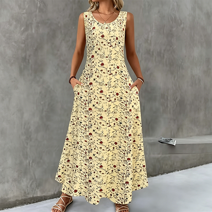 🔥LIMITED TIME 50% OFF!🔥  👗 Women's sleeveless floral maxi dress — with side pockets, elegant and comfortable 🌸