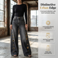 Women's Wide-Leg Jeans with Grommet Detail