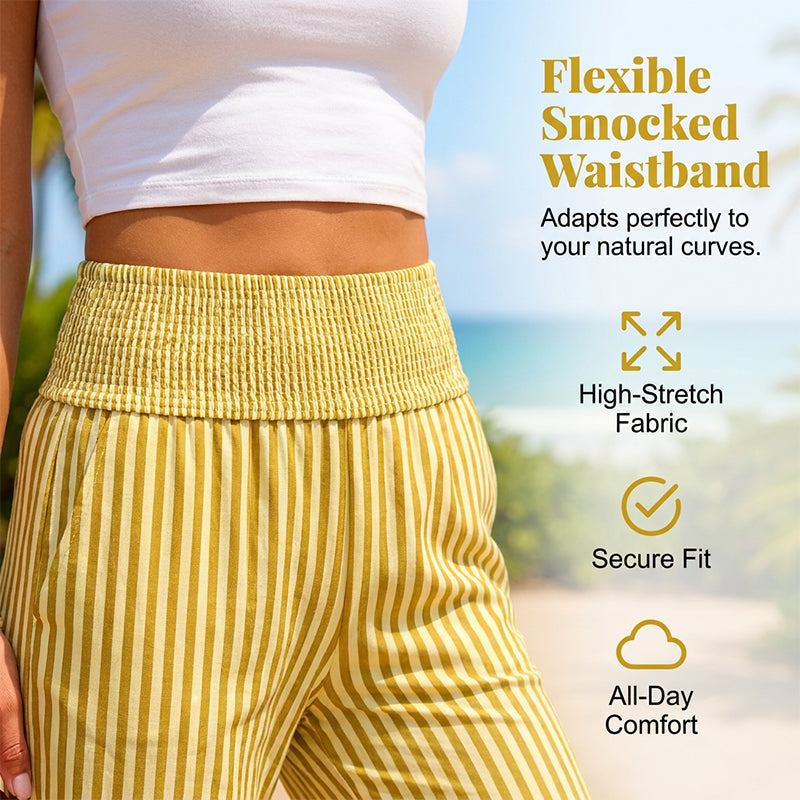 🎁 Hot Sale 49% OFF❤️Women's Smocked Waist Striped Gingham Pants