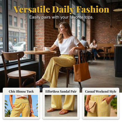 🎁 Hot Sale 49% OFF❤️Women's Smocked Waist Striped Gingham Pants