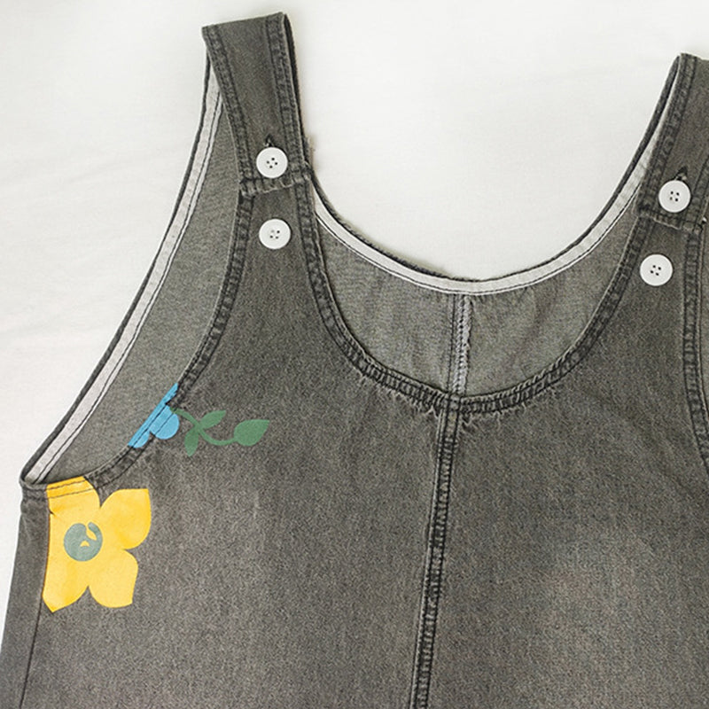 Women's Casual Floral Print Denim Jumpsuit
