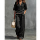 Women's Linen V-Neck Two-Piece Set