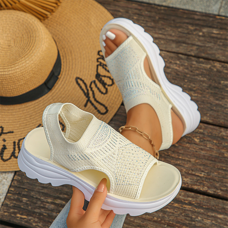 Breathable mesh platform sandals for women