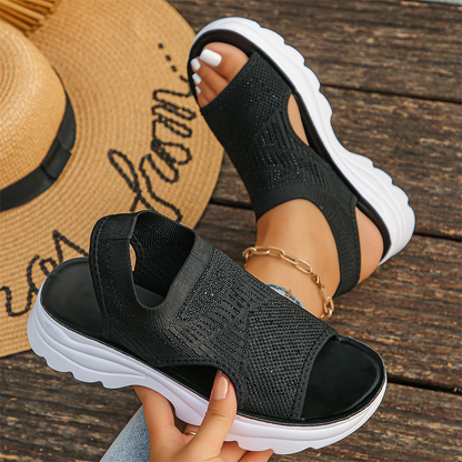 Breathable mesh platform sandals for women