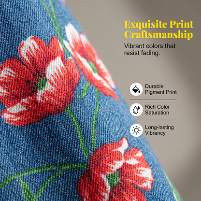 Women's Floral Print Denim Overalls