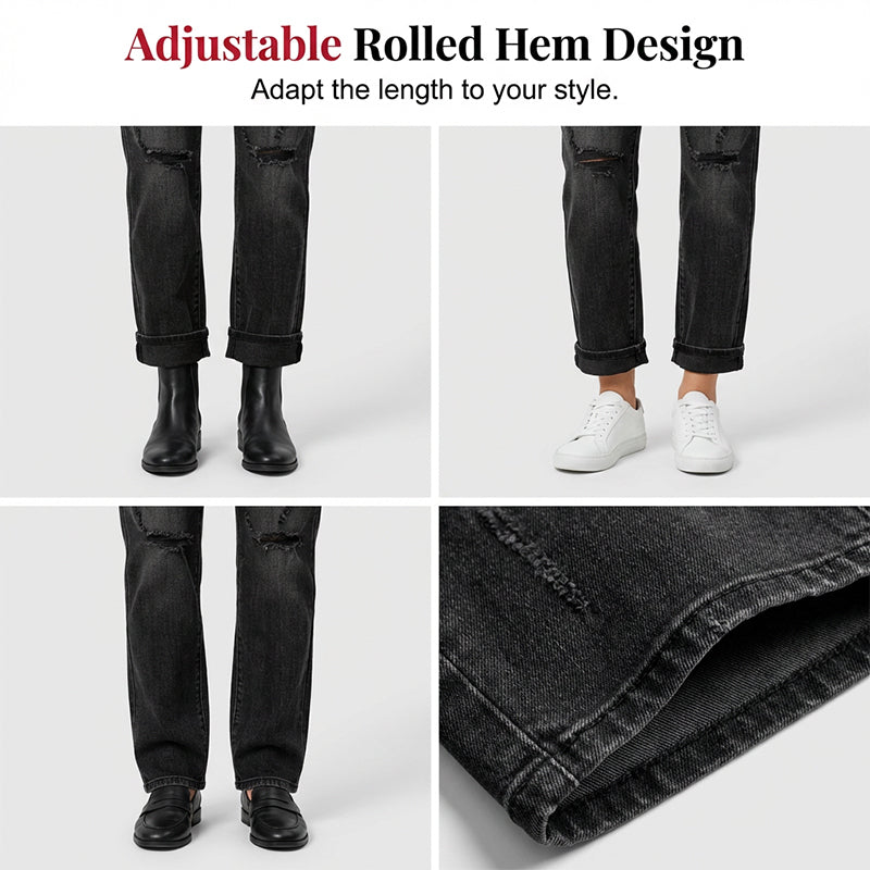Women's Casual Ripped Straight-Leg Jeans