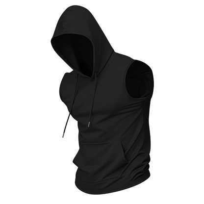 Men's Sleeveless Workout Hoodie with Pocket