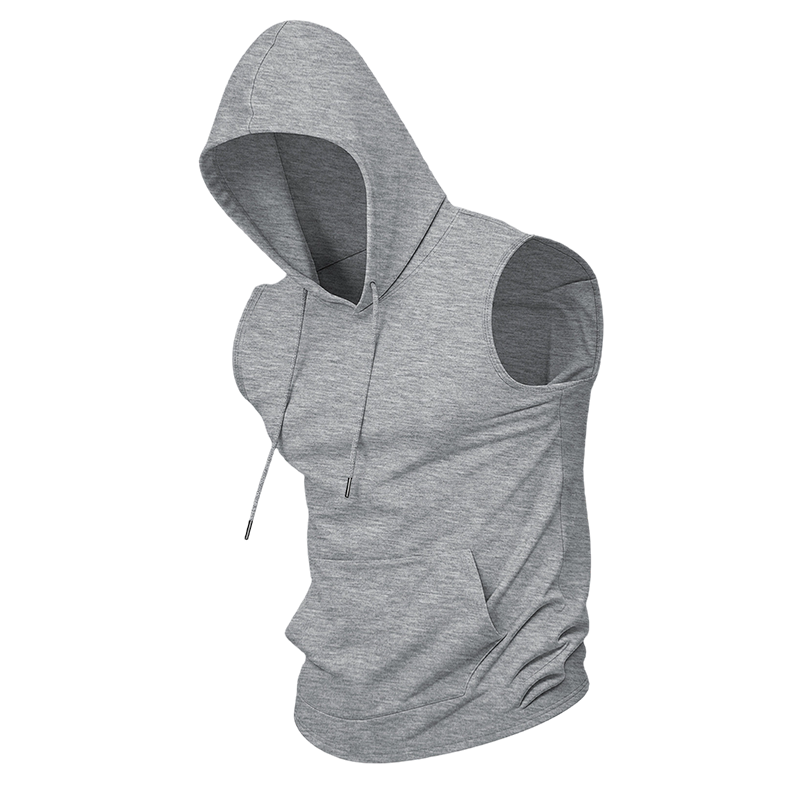 Men's Sleeveless Workout Hoodie with Pocket