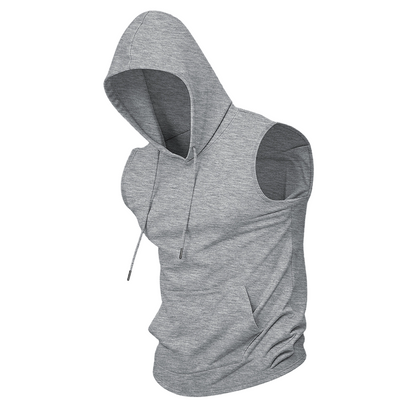 Men's Sleeveless Workout Hoodie with Pocket