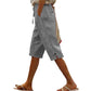 Women's Casual Cropped Pants with Button Detail