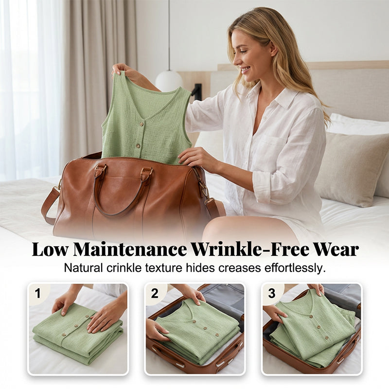 Women's Casual V-Neck Sleeveless Two-Piece Set