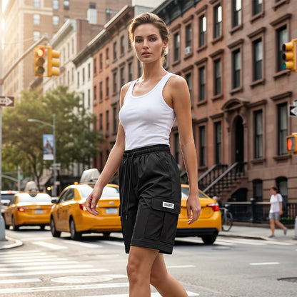 👖40% OFF！✨Women's Elastic Waist Drawstring Cargo Shorts