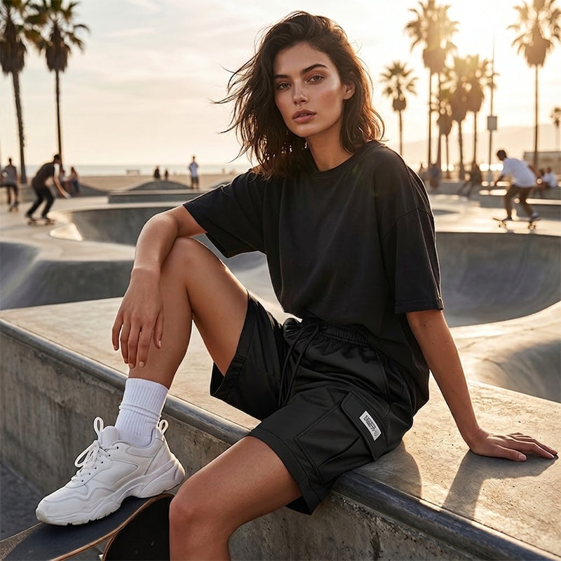 👖40% OFF！✨Women's Elastic Waist Drawstring Cargo Shorts