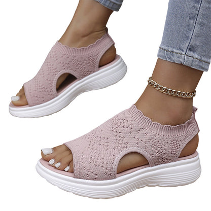Women's Breathable Knit Platform Sandals