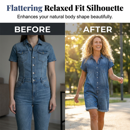 Women's Casual Short Sleeve Denim Romper