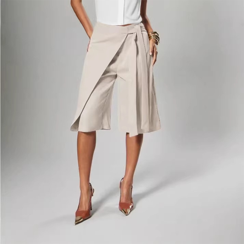 Women's Chic Tie-Front Wide-Leg Culottes