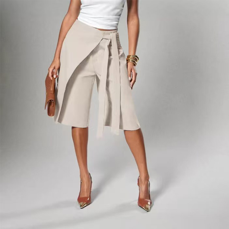 Women's Chic Tie-Front Wide-Leg Culottes