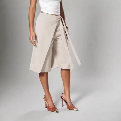 Women's Chic Tie-Front Wide-Leg Culottes