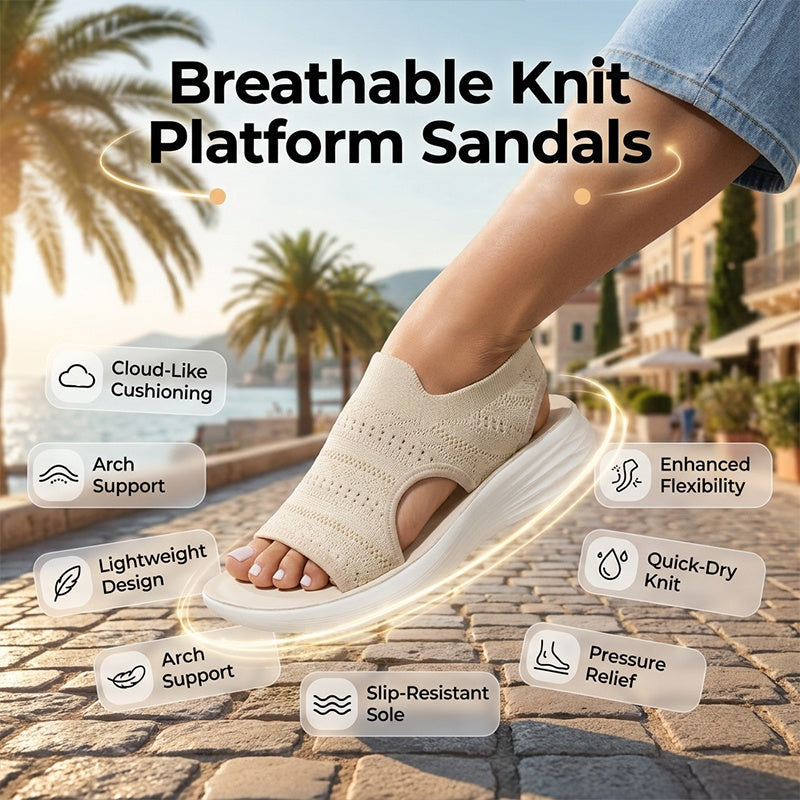 Women's Breathable Knit Platform Sandals
