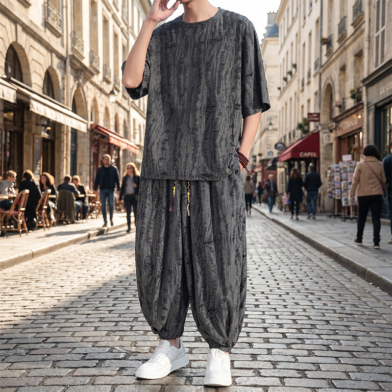 Men's Casual T-Shirt and Harem Pants Set