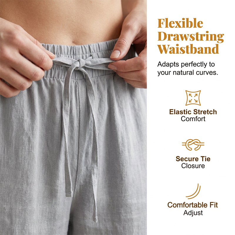 Women's Drawstring Waist Pants with Buttoned Ankles