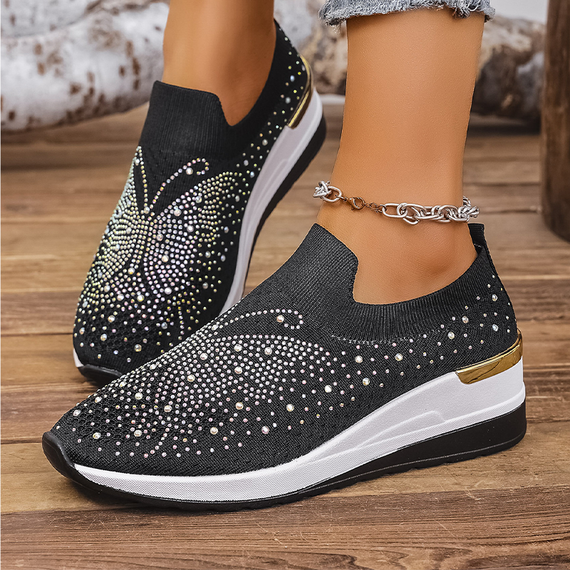 👟Women's Rhinestone Butterfly Slip-On Sneakers - Sparkle With Every Step ✨