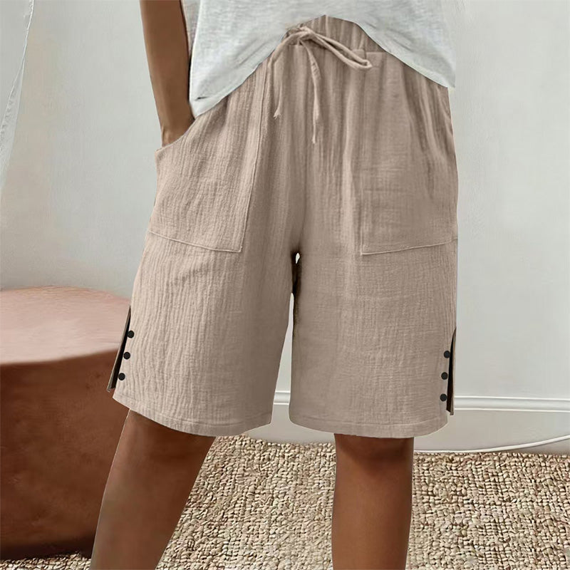 Women's Summer Shorts with Side Button Detail
