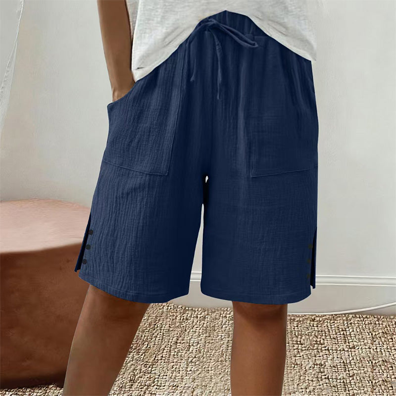 Women's Summer Shorts with Side Button Detail