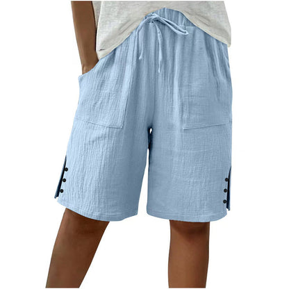 Women's Summer Shorts with Side Button Detail