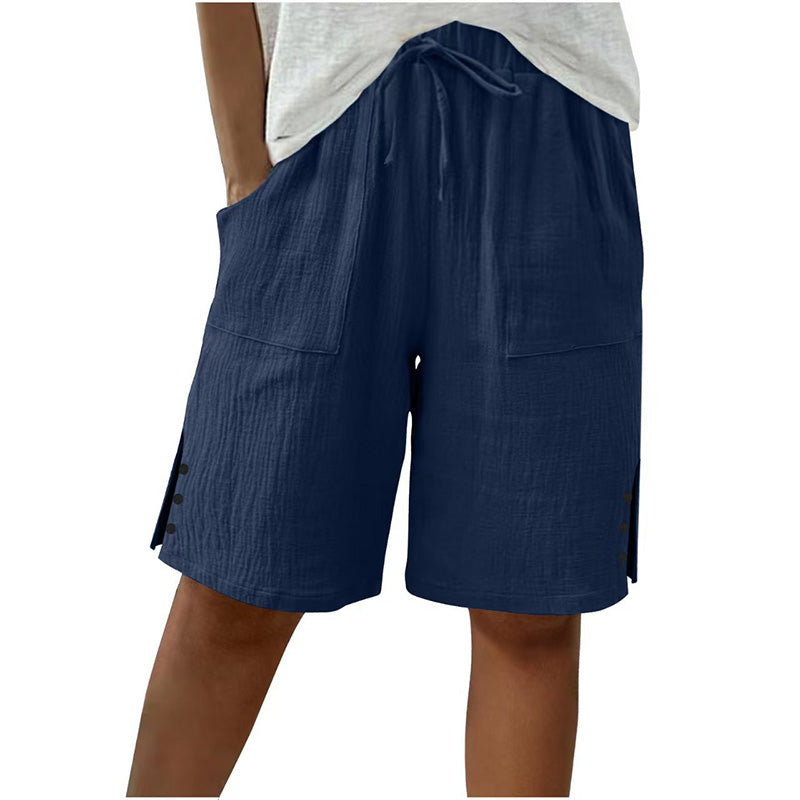 Women's Summer Shorts with Side Button Detail